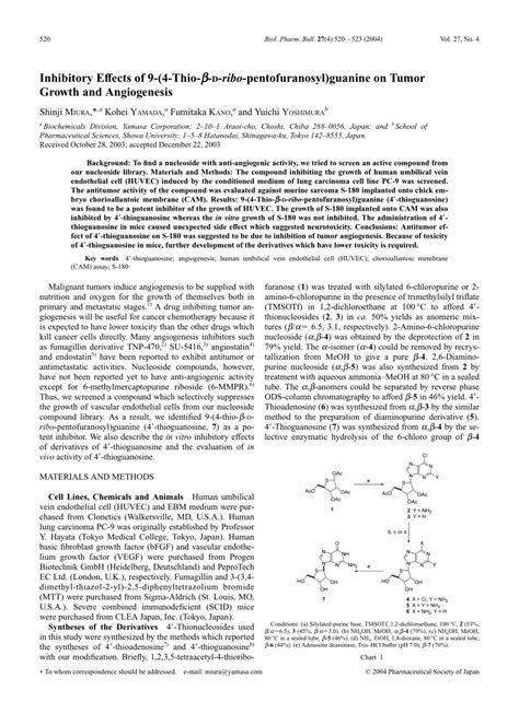 Pdf Inhibitory Effects Of Thio Beta D Ribo Pentofuranosyl