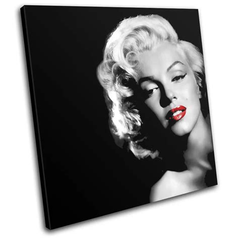 Marilyn Monroe Black And White Red Lips Art