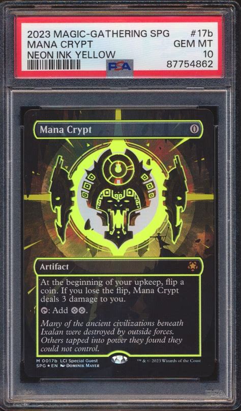 Mtg Mana Crypt Neon Ink Yellow B B Borderless Foil Psa