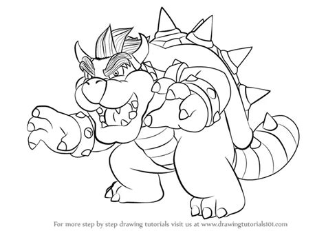 Step by step how to draw bowser from super mario drawingtutorials101 ...