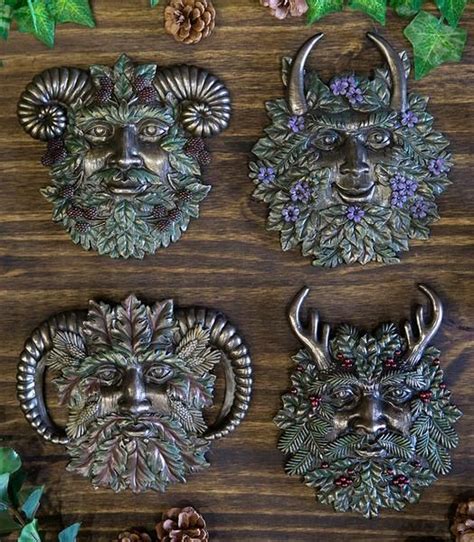 Ebros Greenman Horned God Four Seasons Of The Year Set Winter Spring Summer Fall Decorative