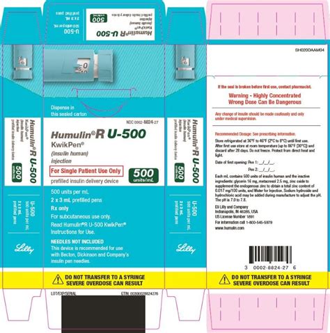 Dailymed Humulin R U 500 Insulin Human Injection Solution Humulin R U 500 Kwikpen Insulin