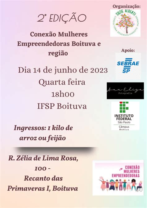 2ª Edição Conexão Mulheres Empreendedoras Boituva 14 de Junho Está