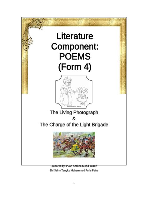 Literature Component Poems Form 4 The Living Photograph And The Charge Of The Light Brigade