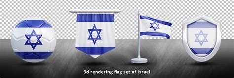 Premium Psd Israel National Flag Set Illustration Or 3d Realistic Israel Waving Country Flag