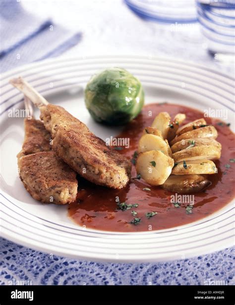 Breaded Lamb Chops Stock Photo Alamy