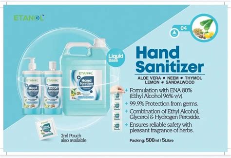 Etanol Hand Sanitizer Liquid Base 5 Ltr Can At Rs 1050 Can Alcohol