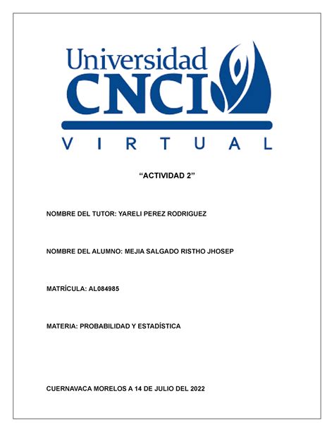 Actividad Probabilidad Actividad Nombre Del Tutor Yareli Perez