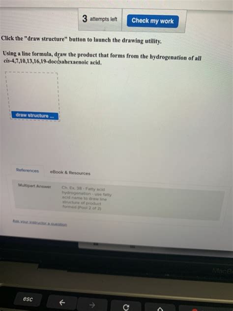 Solved 3 Attempts Left Check My Work Click The Draw Chegg