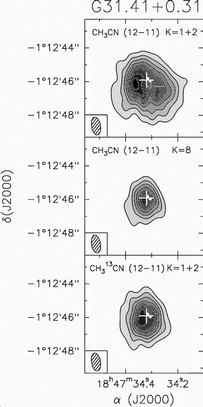 PdBI Intensity Maps Of The CH 3 CN 12 11 Emission Averaged Under The