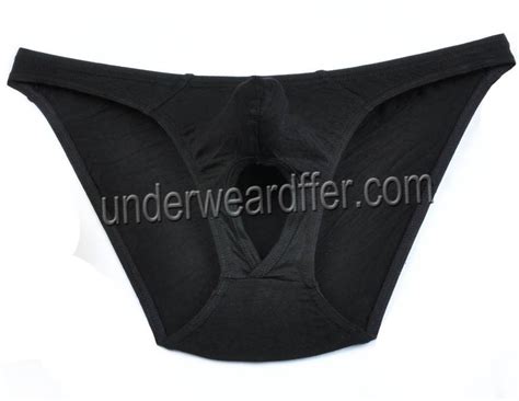 Men Pouch Ball Hole Briefs Modal Bottom Open Underwear Soft Bikini Trunks Brief MU416