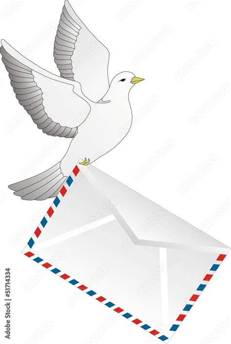 Почтовый голубь с письмом Stock Illustration | Adobe Stock