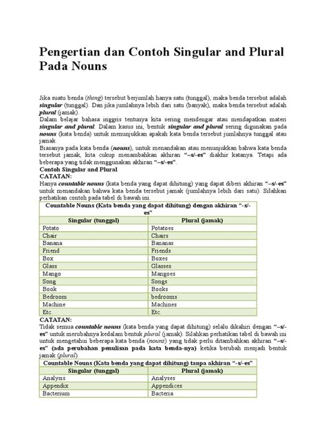 Pengertian Dan Contoh Singular And Plural Pada Nouns Pdf