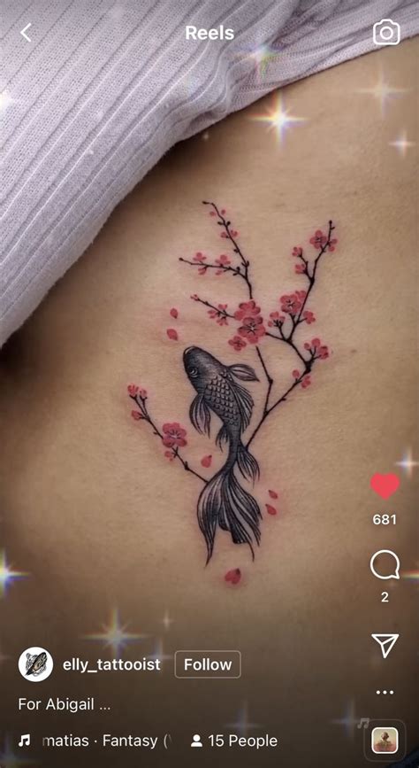 Stunning Koi Fish Tattoo With Cherry Blossoms