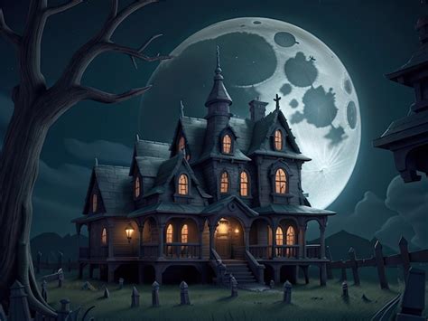 Premium Ai Image A Hunted House In Halloween Night