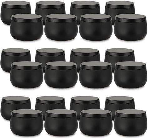 Buy Candle Tin 24 Piece 8 Oz Candle Containers With Lid Black Candle Jars For Candle Making