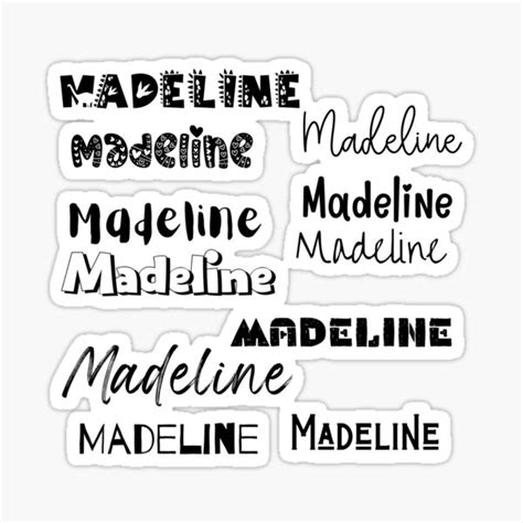 Madeline In Different Fonts Sticker For Sale By Magleen Redbubble