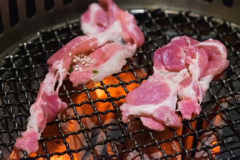 Raw Pork Slice For Barbecue Japanese Style Yakiniku Shallow Focus