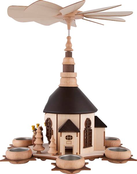 1 stöckige Pyramide Seiffener Kirche mit Kurrende 36 cm von Zeidler