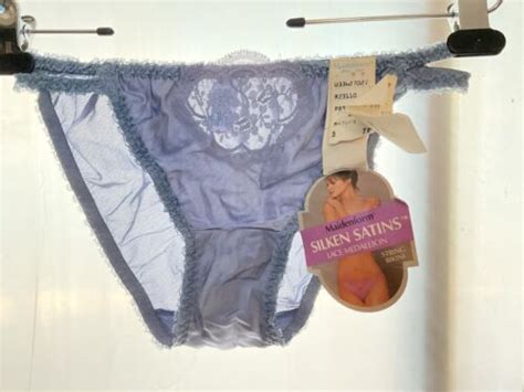 Maidenform Silken Satins Lace Double String Bikini Panties Small NWT Blue EBay