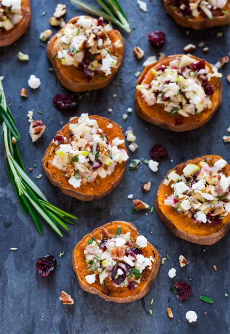 Sweet Potato Rounds With Goat Cheese Cranberry And Pecans