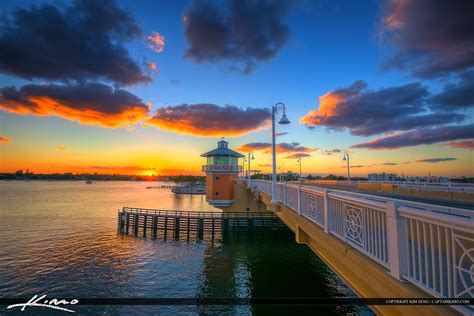 Lantana Florida Drawbridge Sunset Over Warm Colors Royal Stock Photo