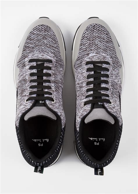 Paul Smith Navy And Grey Mélange Rappid Knit Trainers