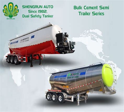 China Shengrun Factory 3 Axles 40 45 50 Tons Powder Bulk Cement Tanker