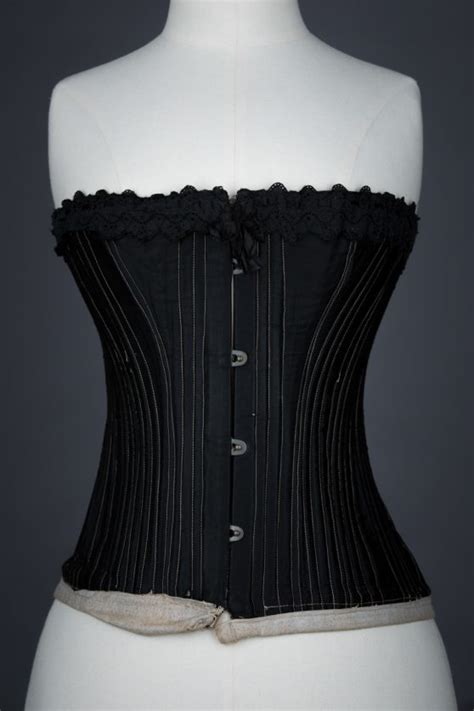 Black Cotton Heavily Boned Working Woman S Corset The Underpinnings