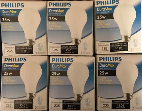 12 New Philips DuraMax Soft White A19 25w Medium Base Bulbs EBay