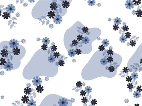 Floral Seamless Pattern Background In Blue And White Color. 23441083 ...