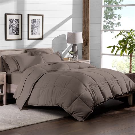 8-Piece Bed-In-A-Bag - Split King (Comforter Set: Taupe, Sheet Set ...