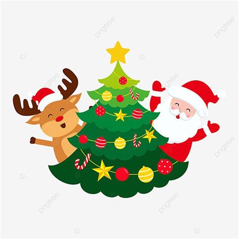 Santa Claus Reindeer Vector Art PNG, Christmas Tree Santa Claus And Reindeer, Christmas, Santa ...