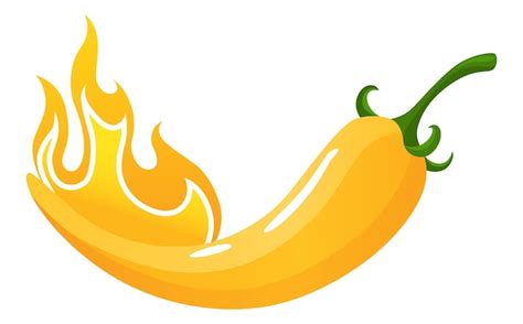 Premium Vector Spicy Level Hot Chili Pepper Icon With Flame And Color Rating Of Medium Yellow