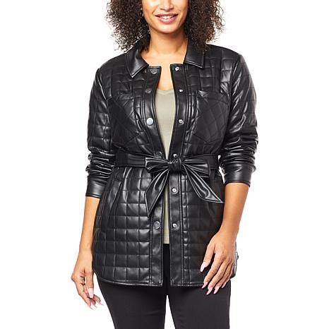 G By Giuliana Black Label Quilted Faux Leather Shacket Hsn