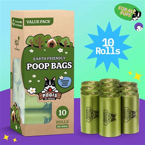 Pogis Poop Bags 10 Rolls 150 Dog Poop Bags Scented Leak Proof