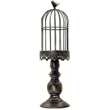 Bougeoir En Forme De Cage Oiseaux En M Tal Sculpt Vintage Avec