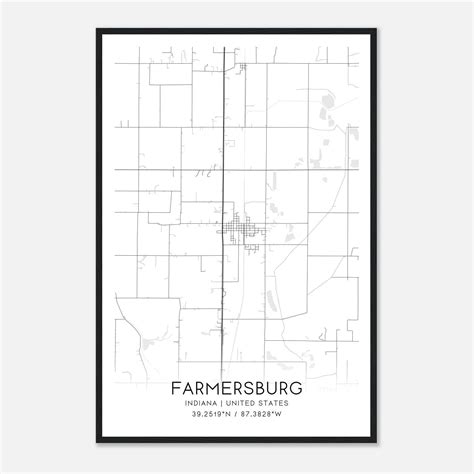 Farmersburg Indiana Map Poster, Modern Home Decor Wall Art Print
