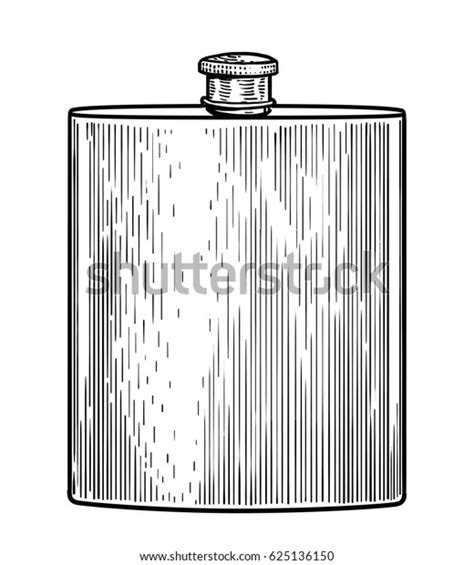 Stainless Flask Illustration Drawing Engraving Ink Stock Vector