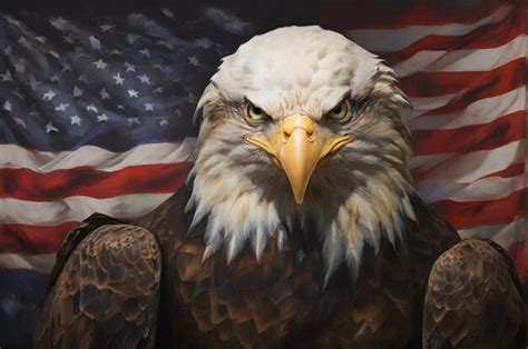 Premium Photo | Bald eagle on American flag background