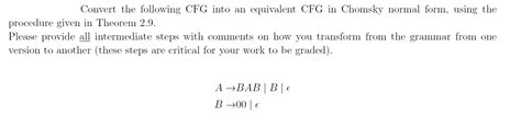 Solved Convert The Following CFG Into An Equivalent CFG In Chegg