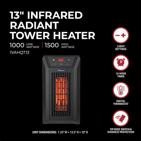 13 1500 1000w Digital 6 Tube Infrared Heater With Remote — Vision Air Products