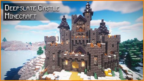 Minecraft How To Build A Deepslate Winter Castle Tutorial Youtube