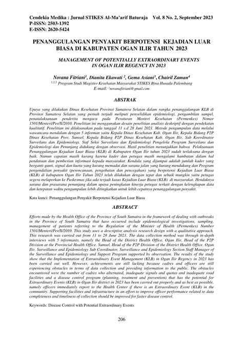 Pdf Penanggulangan Penyakit Berpotensi Kejadian Luar Biasa