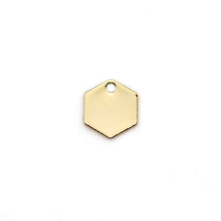 Amuleto Hexagonal Banhado A Ouro Ou Prata Em Lat O De Mm