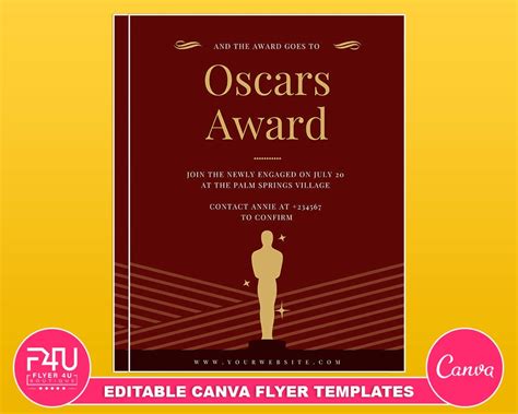 Oscars Award Flyer Diy Canva Oscars Award Flyer Editable Canva Us