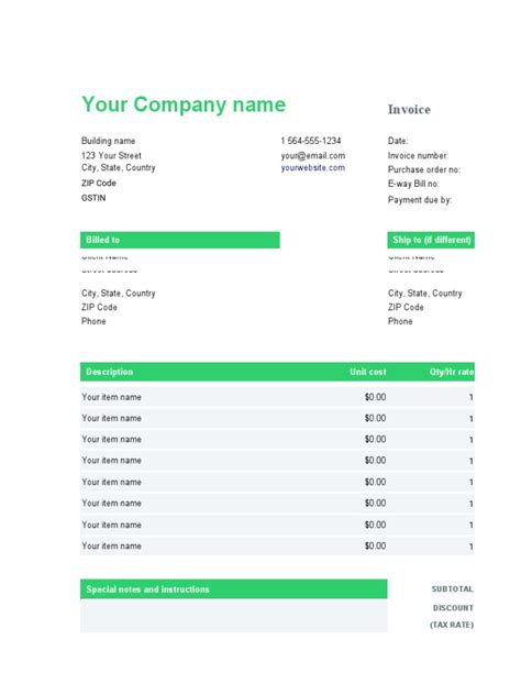 Invoice Template Excel | PDF