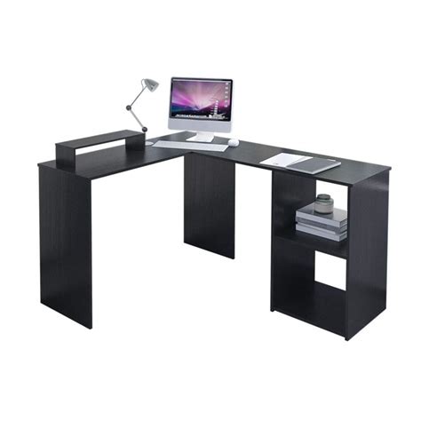 Buy L Shape Computer Desk With Shelves Storagewood Corner Desk