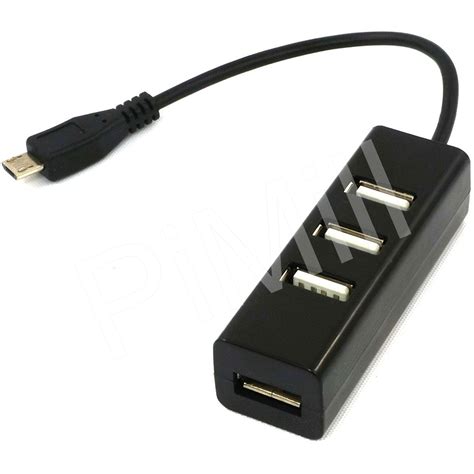 Micro USB OTG Hub 4 Port USB HUB Black for Raspberry Pi Zero US Stock ...