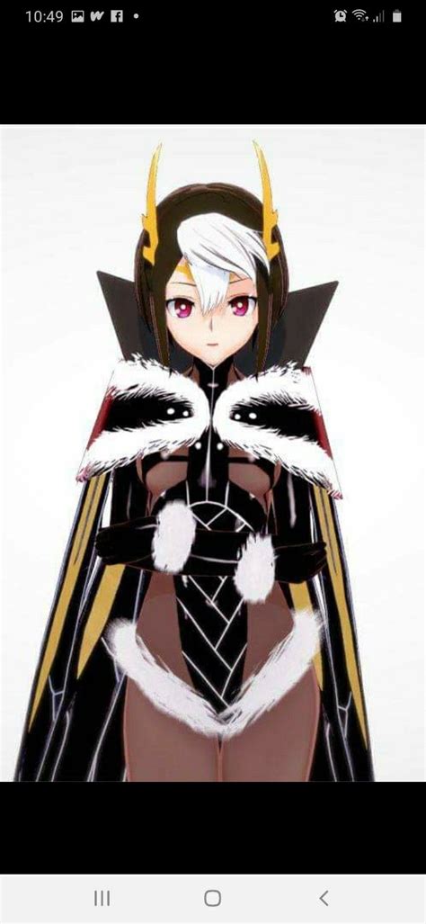 An Anime Character With White Hair Wearing Black And Gold Armor